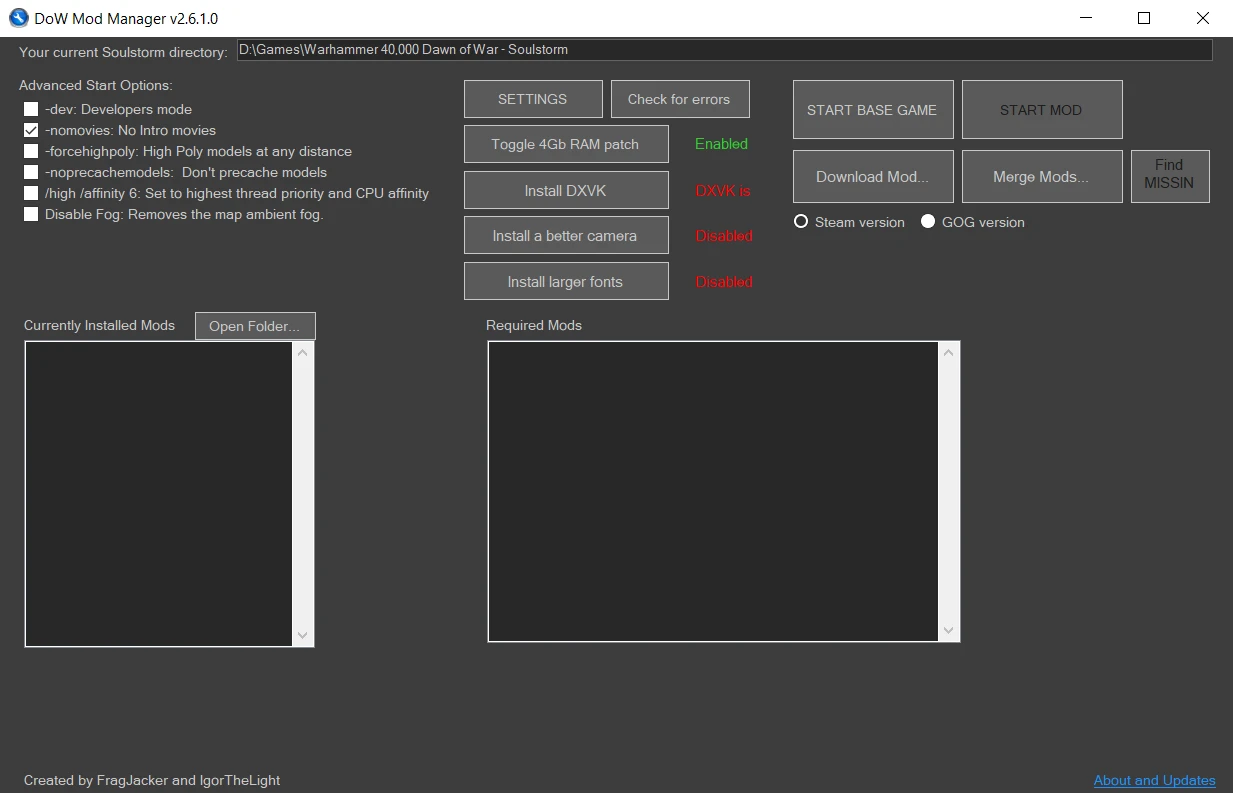 DoW Mod Manager v2.6.1.0 / DoW DE Mod Manager v1.1.1.3